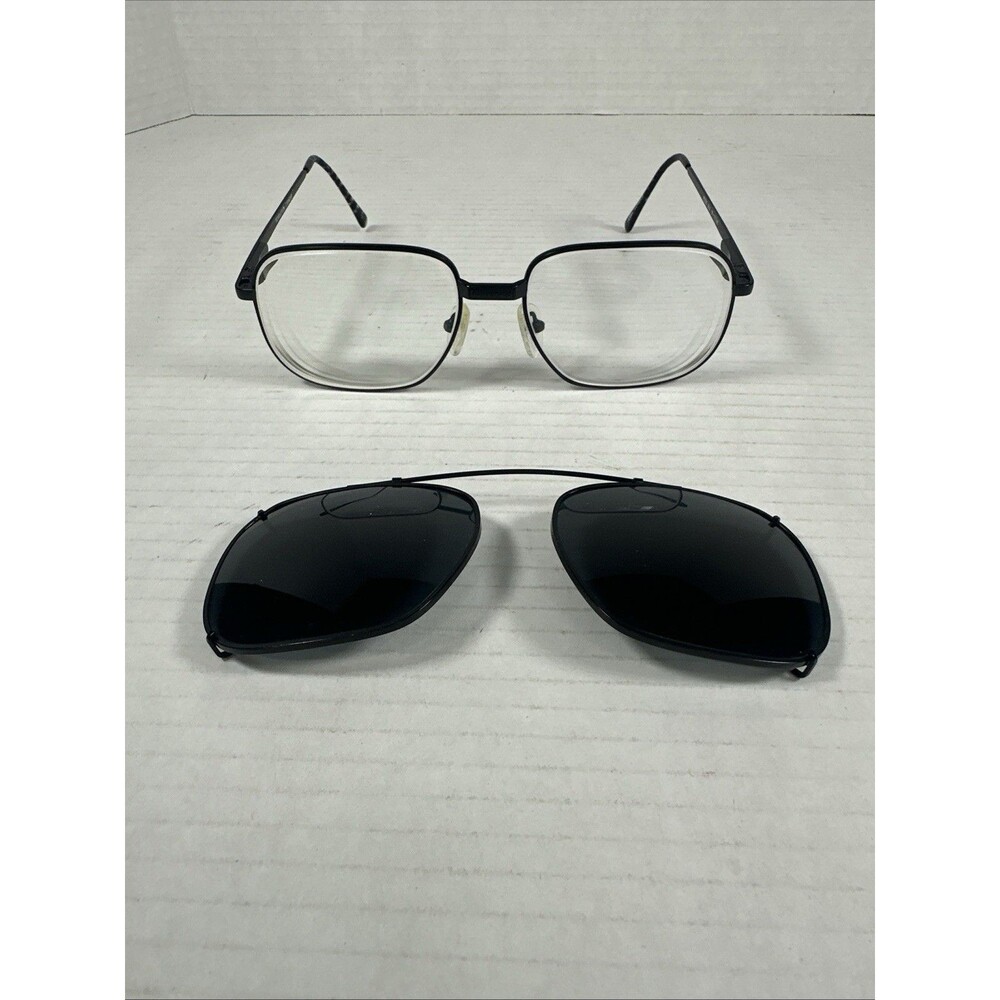 Vintage REVOLUTION EYEWEAR RE020 Eyeglasses With Sun Clip On 59-17 Metal Black